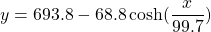 \[y=693.8-68.8\cosh(\frac{x}{99.7})\]